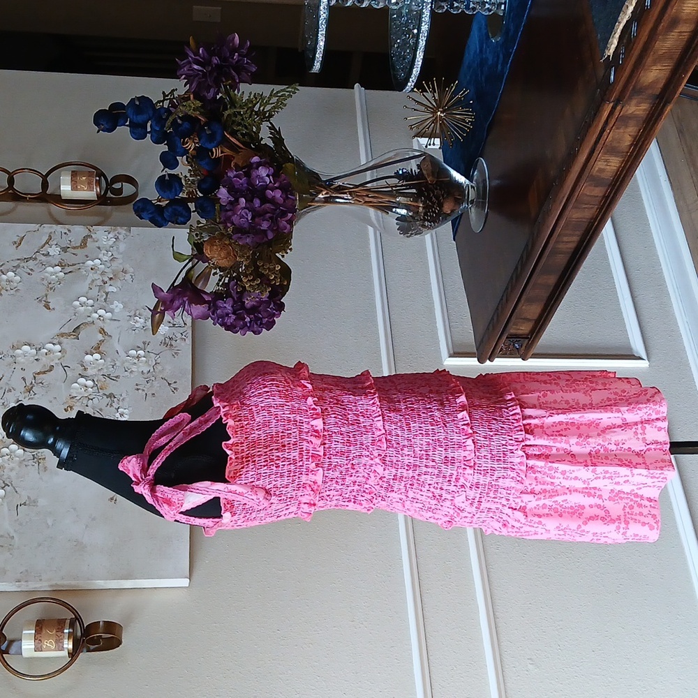 Pink Floral Ruffle Mini Dress. Size XS - Picture 10 of 17